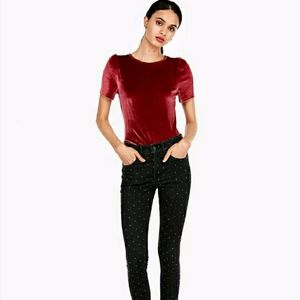 Red Velvet Express Puffed Shoulder Blouse Top